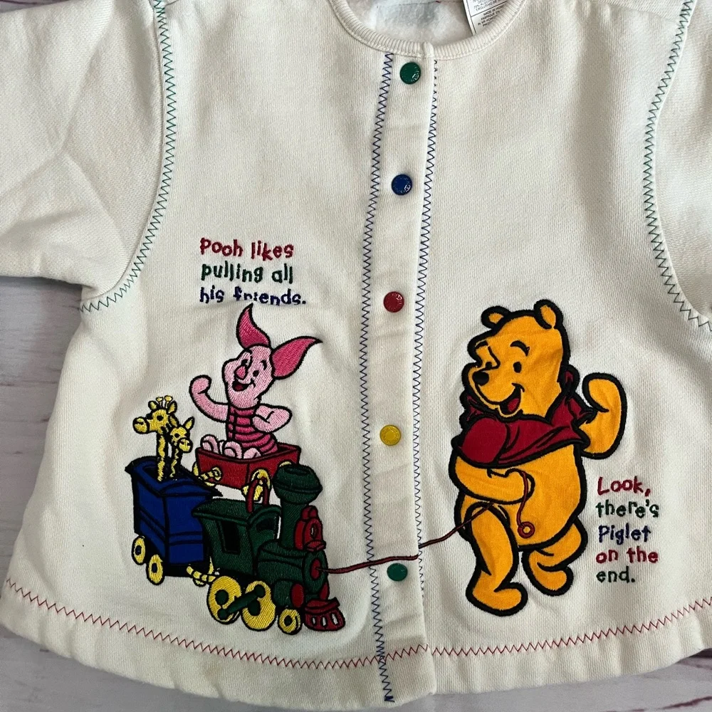 Vintage Disney Winnie the Pooh & Piglet Striped Outfit Girls' Size 3T - Picture 2 of 7